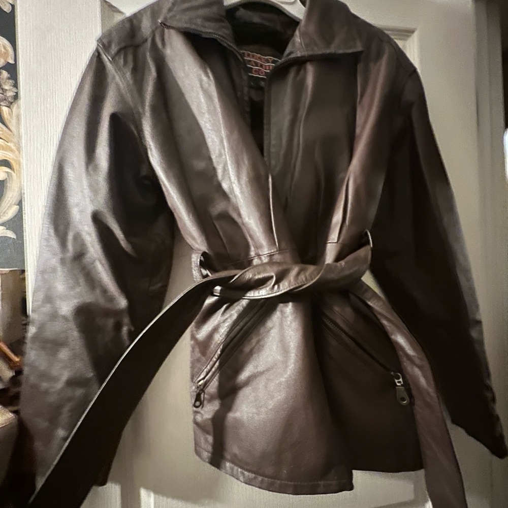 Chocolate brown ladies Lucky leather jacket sz Large